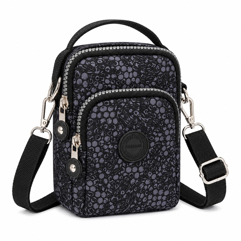 (image for) 2498 Black Floral Lorenz Shoulder Bag (New)